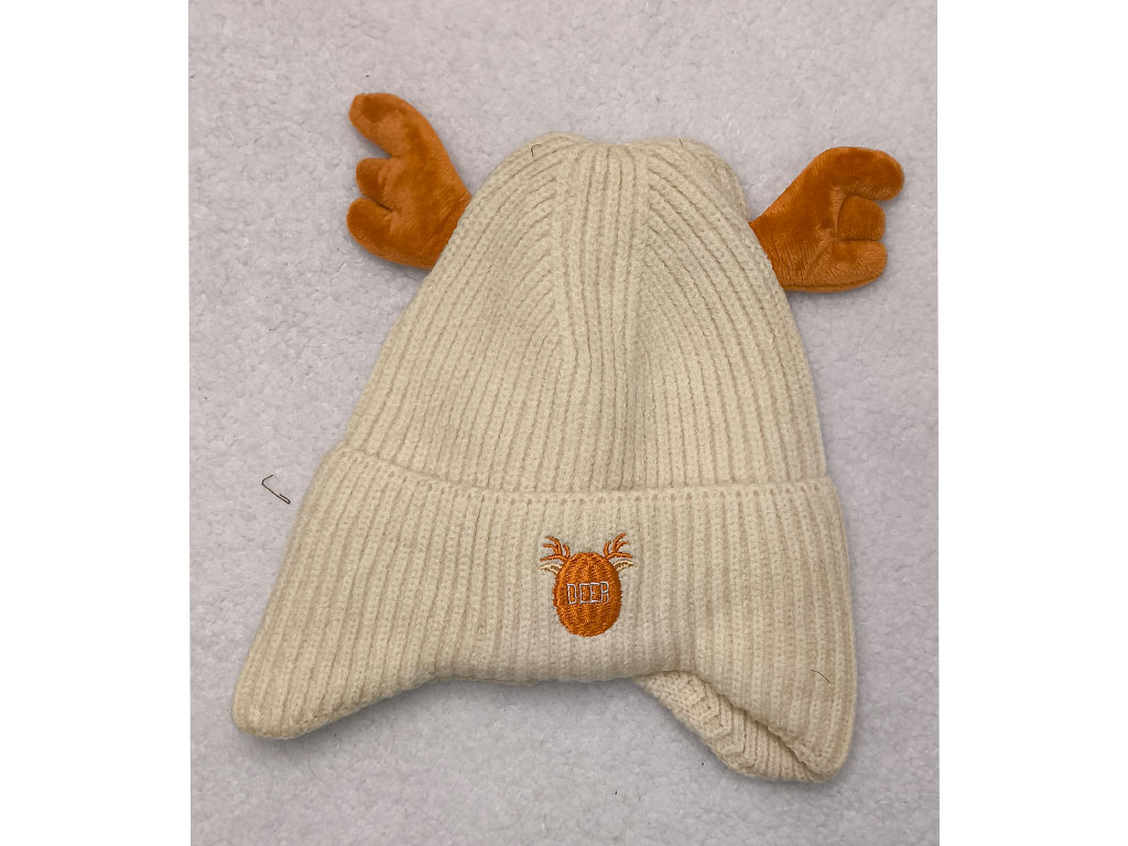 کلاه بافت لبه دوبل داخل آستر دار شاخ گوزنی