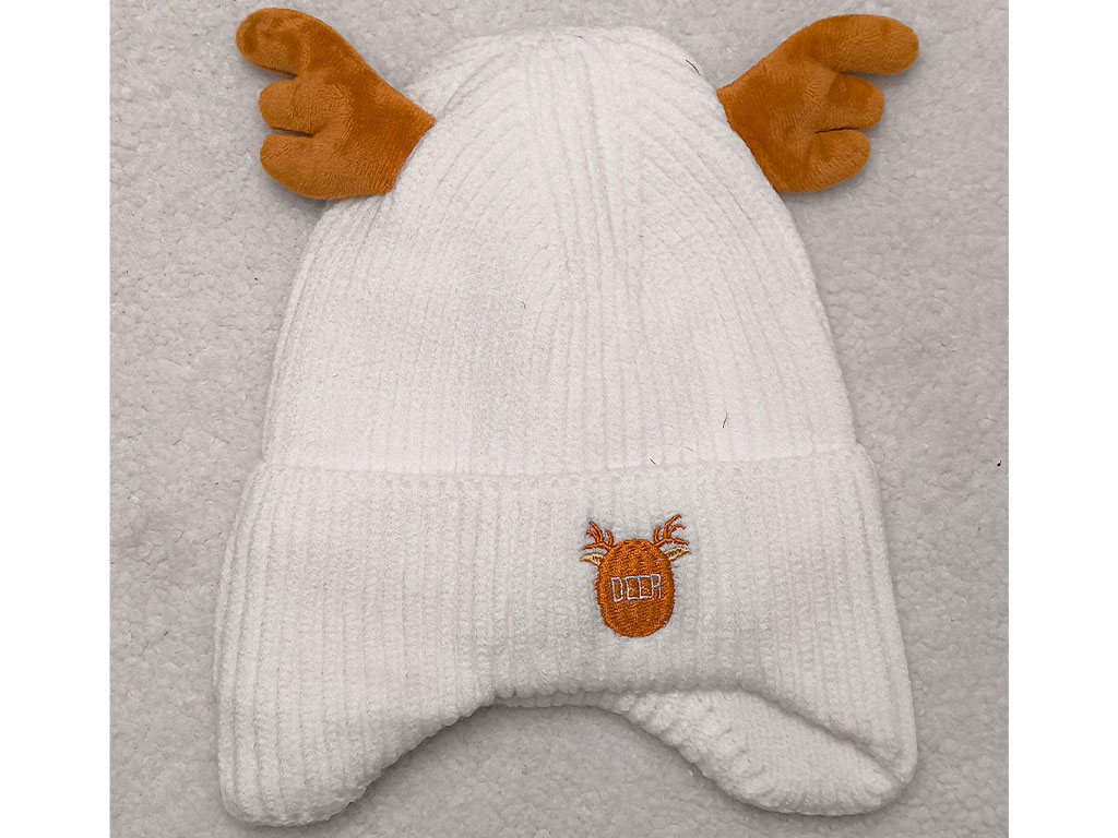 کلاه بافت لبه دوبل داخل آستر دار شاخ گوزنی