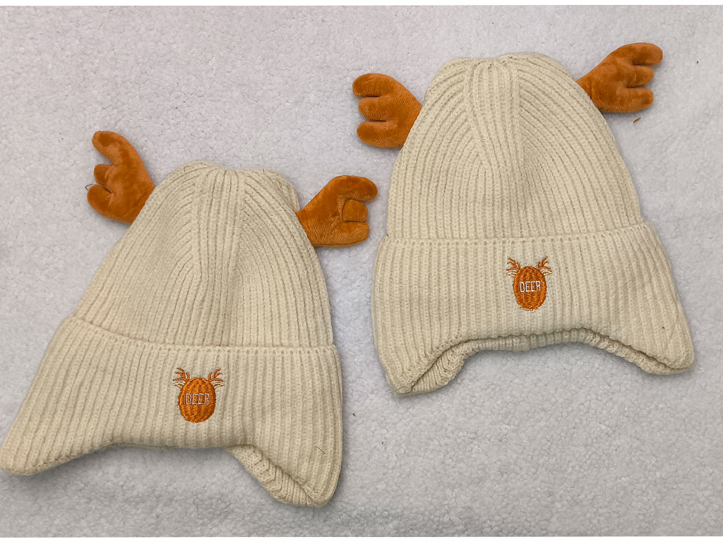 کلاه بافت لبه دوبل داخل آستر دار شاخ گوزنی