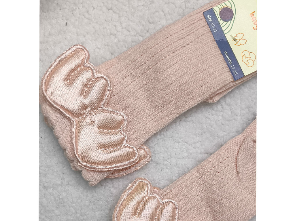 جوراب ساق بلند دخترانه بال دار صورتی رنگ bross