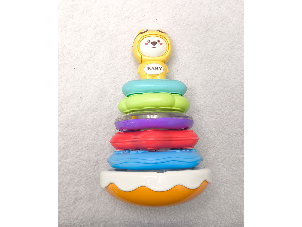 بازی فکری حلقه هوش (برج هوش) تعادلی و جغجغه ای موزیکال فیل خرس baby tumbler