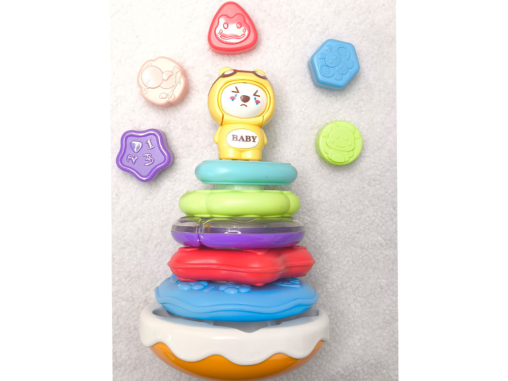 بازی فکری حلقه هوش (برج هوش) تعادلی و جغجغه ای موزیکال فیل خرس baby tumbler