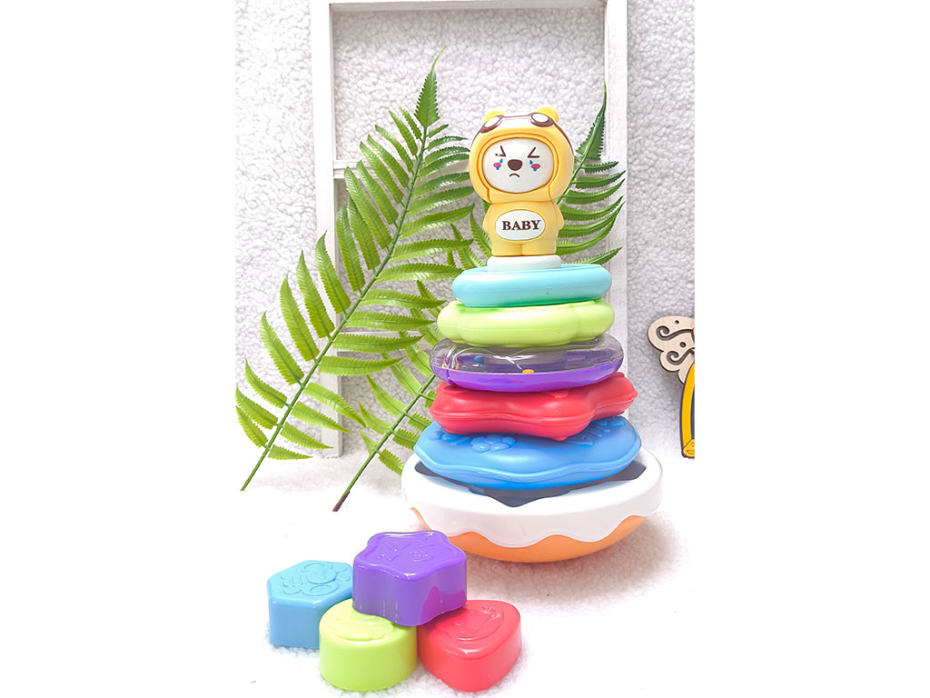 بازی فکری حلقه هوش (برج هوش) تعادلی و جغجغه ای موزیکال فیل خرس baby tumbler