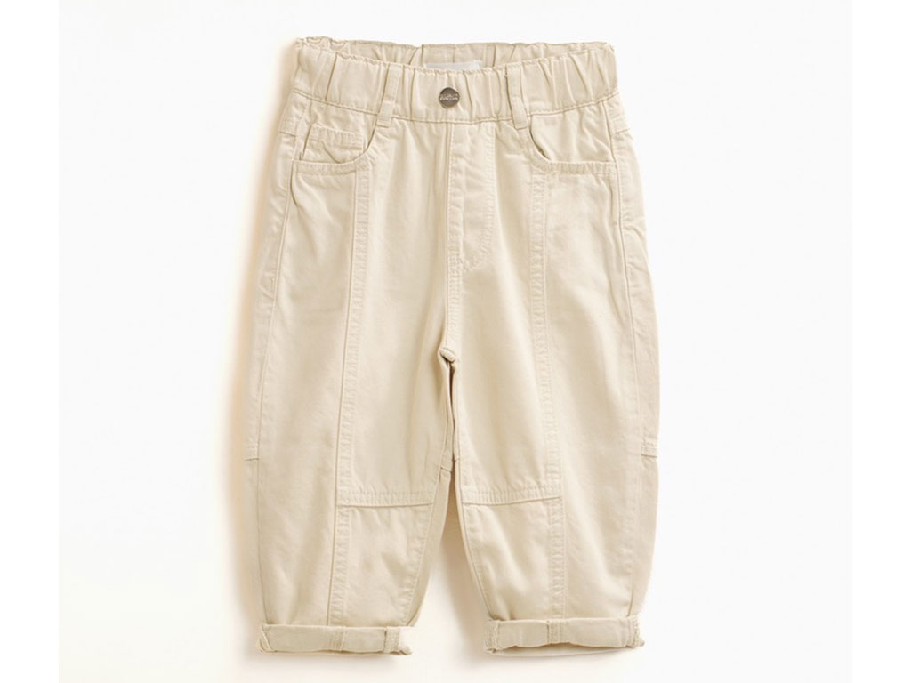 شلوار کتان کمرکش نوزادی رنگ نباتی بشیر Bashir