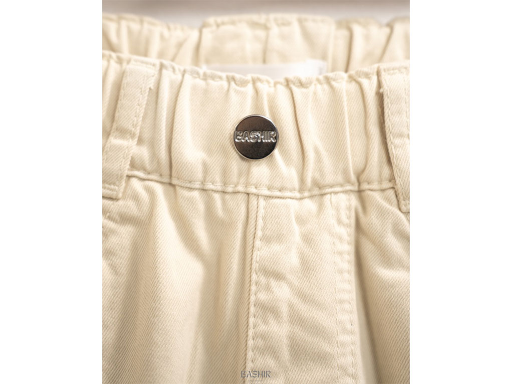 شلوار کتان کمرکش نوزادی رنگ نباتی بشیر Bashir