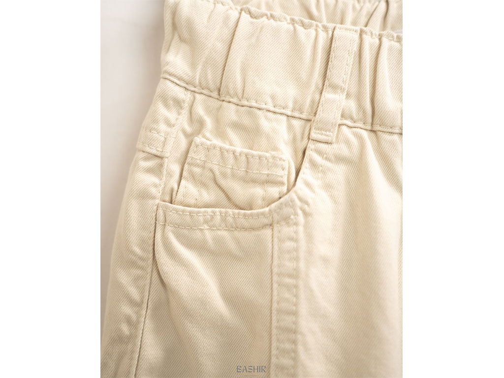 شلوار کتان کمرکش نوزادی رنگ نباتی بشیر Bashir