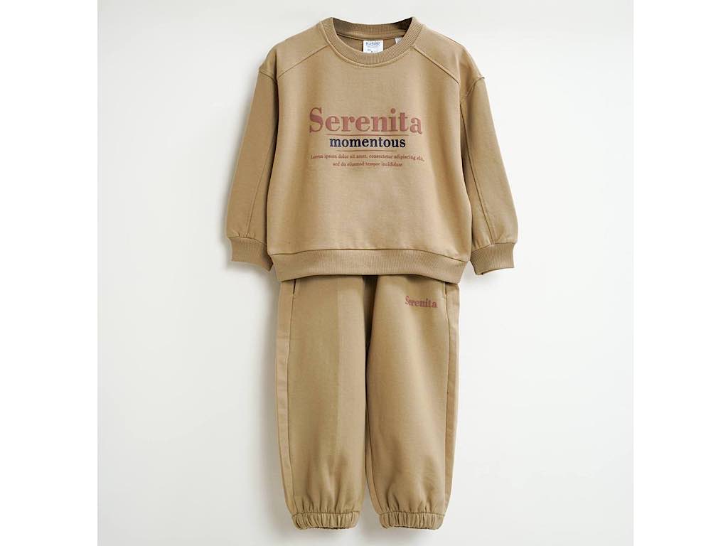 ست بلوز و شلوار دورس نوزاد و کودک رنگ نخودی تیره بشیر