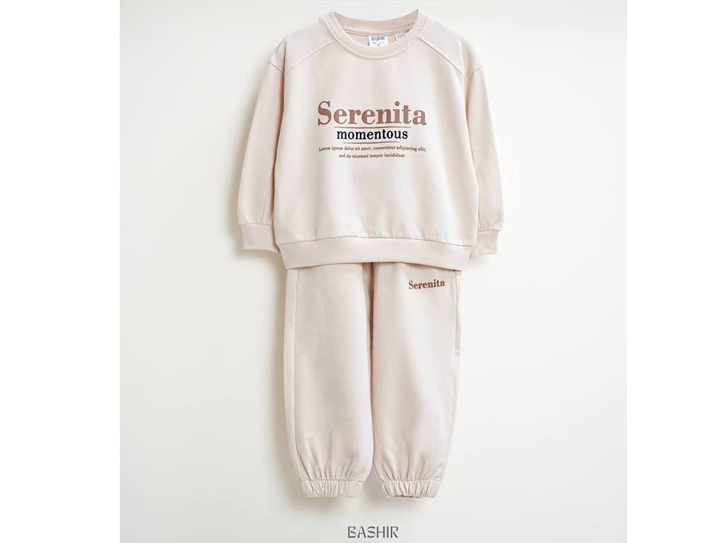 ست بلوز و شلوار دورس نوزاد و کودک رنگ نباتی بشیر