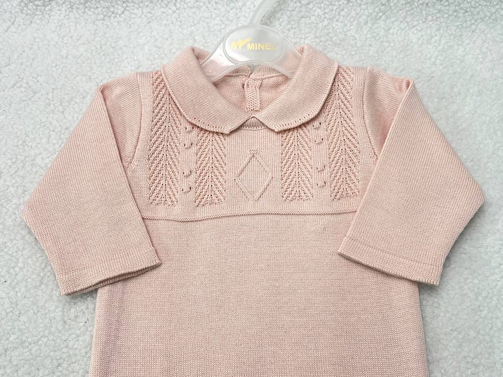 بادی بافت آستین بلند نوزادی دخترانه صورتی رنگ طرح شکوفه