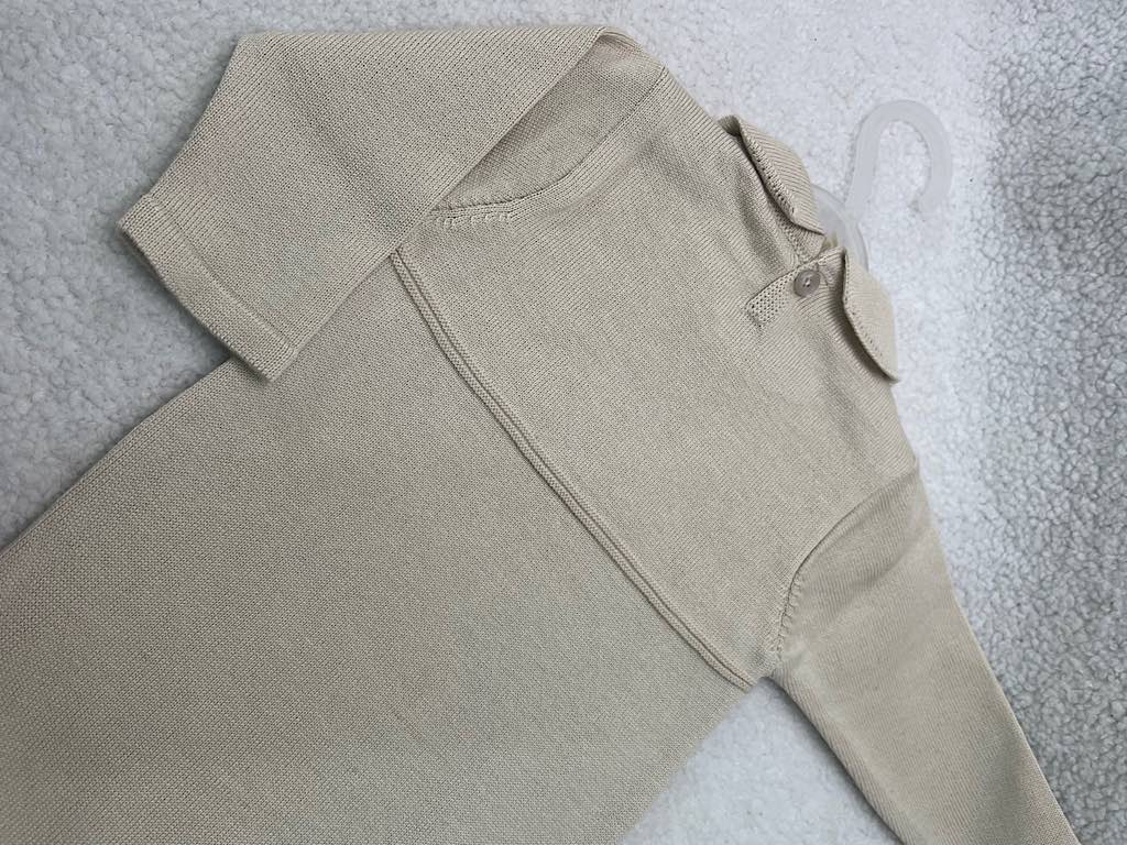 بادی بافت آستین بلند نوزادی دخترانه کرم رنگ طرح شکوفه