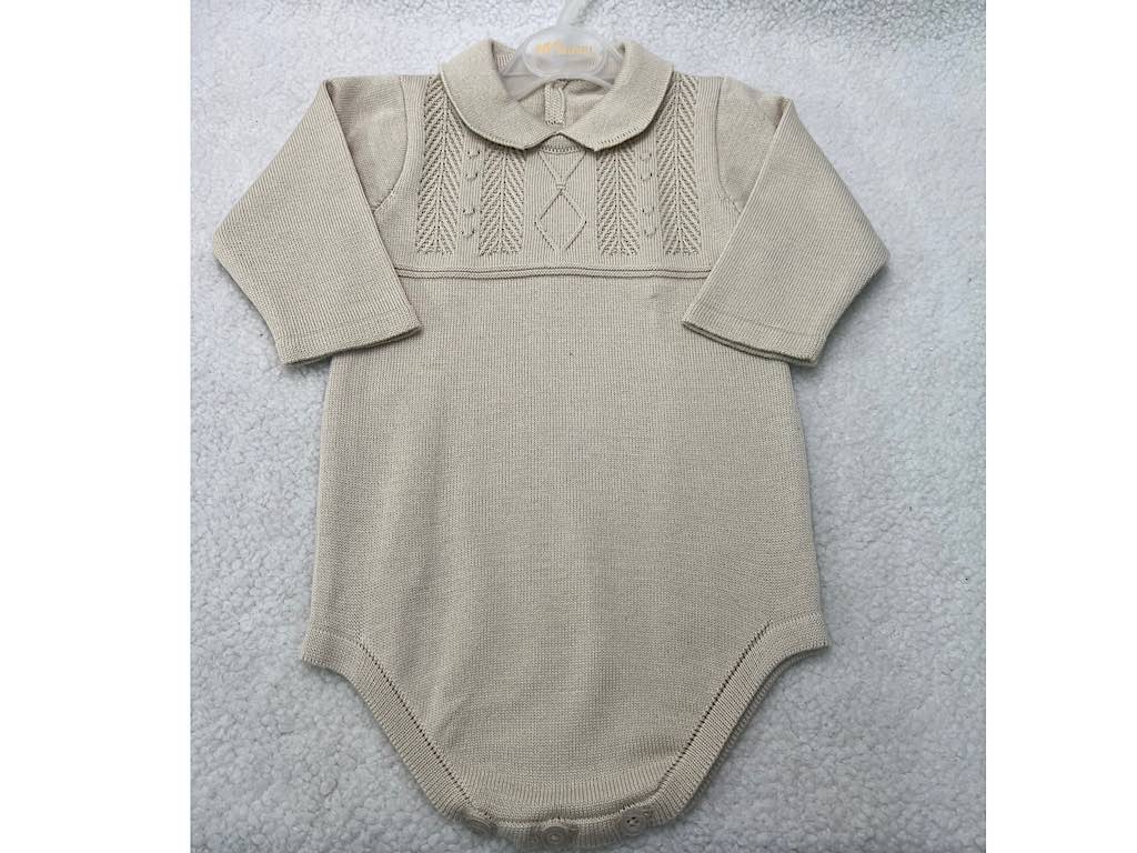 بادی بافت آستین بلند نوزادی دخترانه کرم رنگ طرح شکوفه