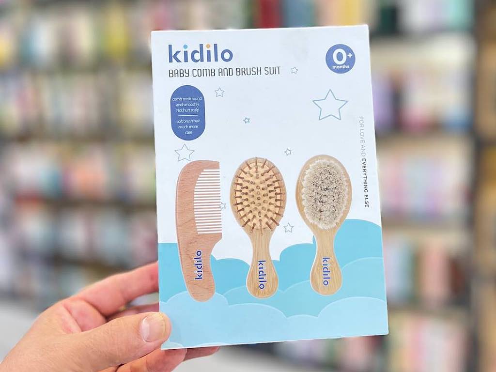 ست شانه و برس چوبی سه عددی  نوزادی kidilo