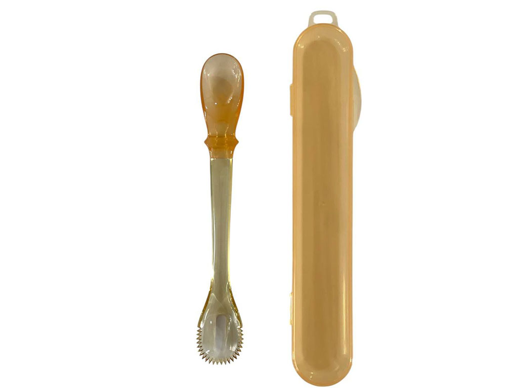 قاشق و پوره خوری سیلیکونی 2 سر دارای قاب