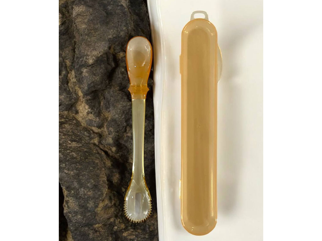 قاشق و پوره خوری سیلیکونی 2 سر دارای قاب