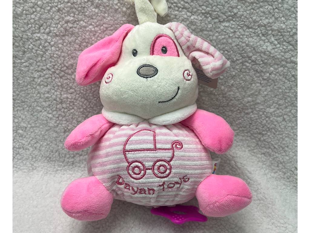 عروسک موزیکال طرح سگ راه راه مدل نخ کش موزیکال دایان Dayan