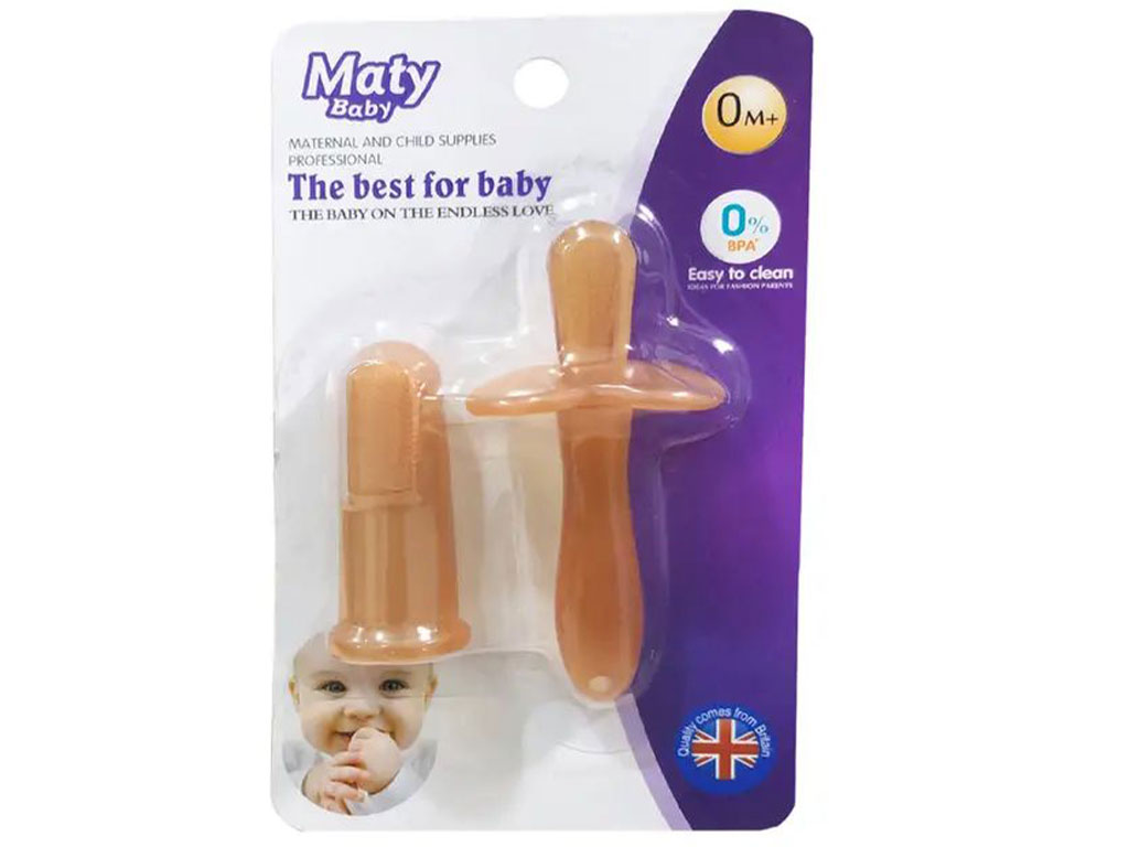 ست مسواک انگشتی با ماساژور لثه طرح انلی بیبی