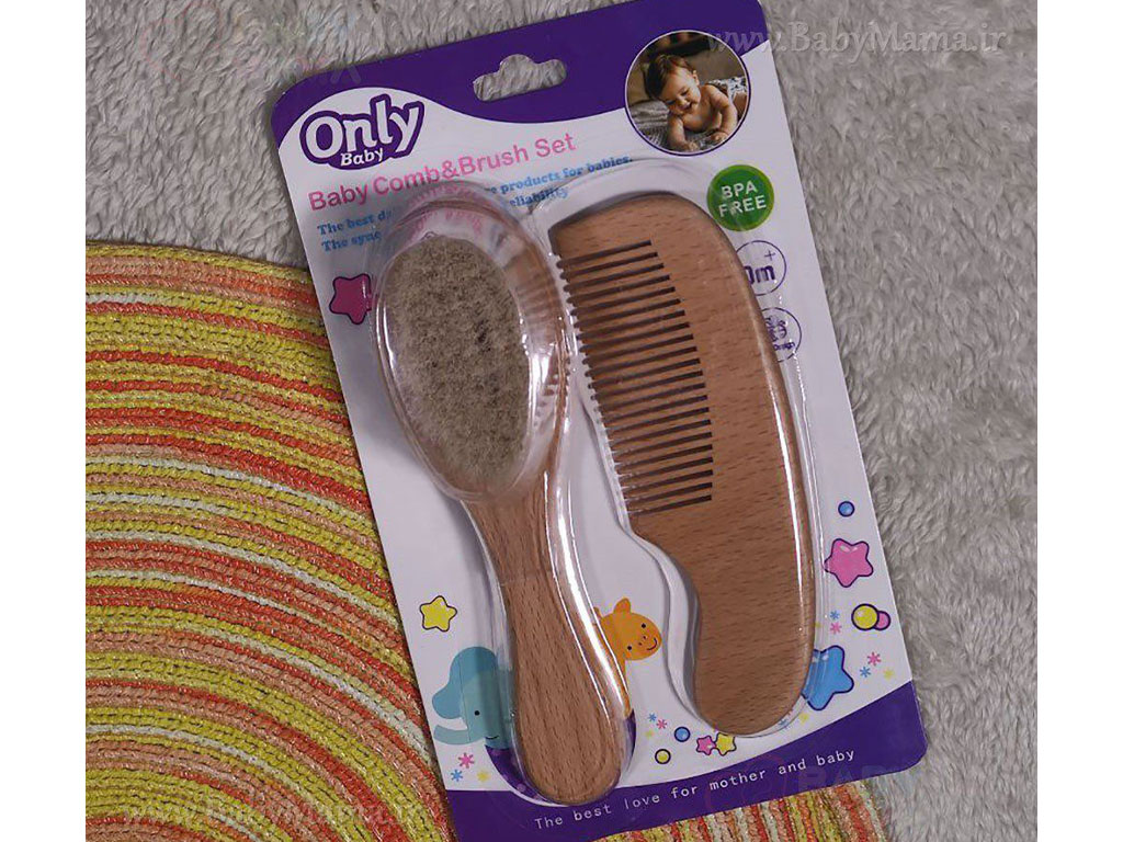 ست شانه و برس چوبی نوزادی only baby