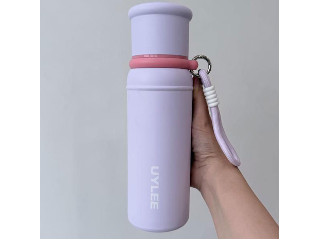 فلاسک استیل حجم 500 میلی لیتر دارای نی و بند