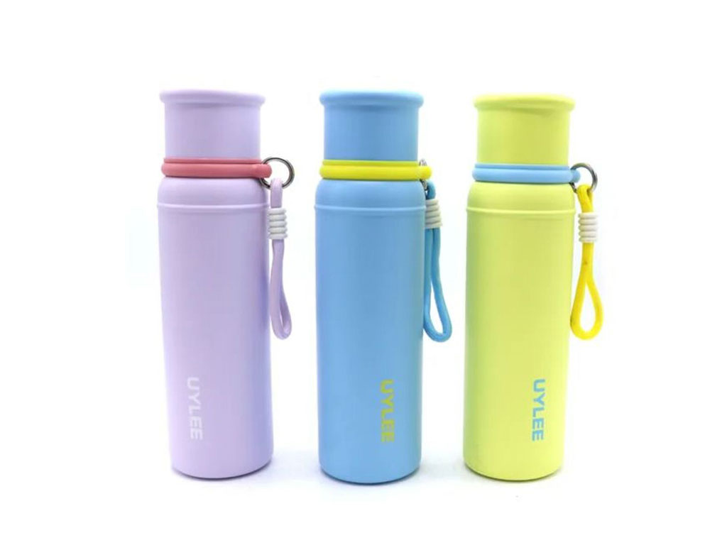 فلاسک استیل حجم 500 میلی لیتر دارای نی و بند