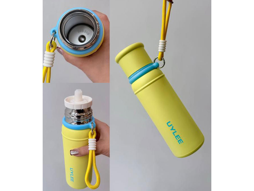 فلاسک استیل حجم 500 میلی لیتر دارای نی و بند