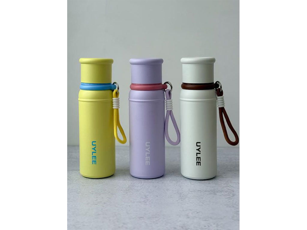 فلاسک استیل حجم 500 میلی لیتر دارای نی و بند