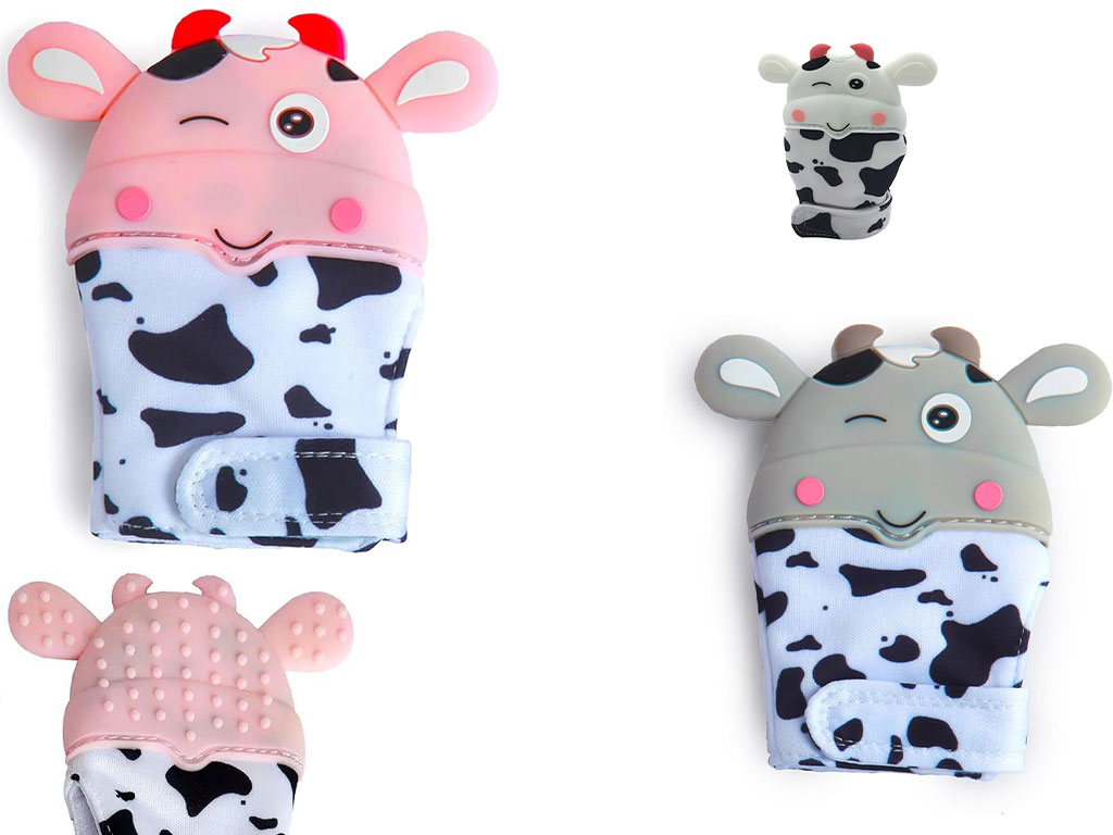 دستکش دندانگیردار نوزادی طرح گاو