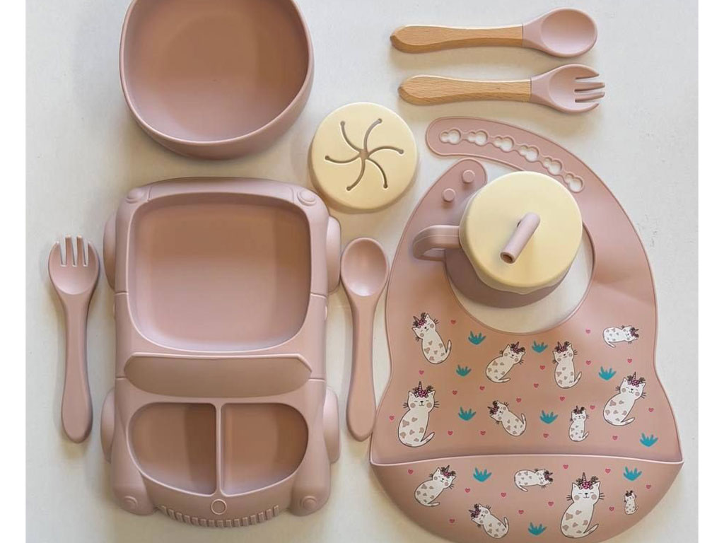 ست ظرف غذا سیلیکونی 9 تکه طرح ماشین