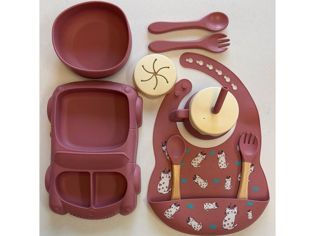 ست ظرف غذا سیلیکونی 9 تکه طرح ماشین