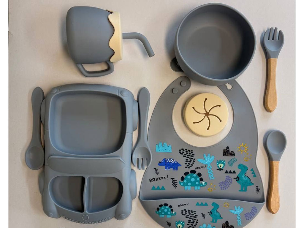 ست ظرف غذا سیلیکونی 9 تکه طرح ماشین