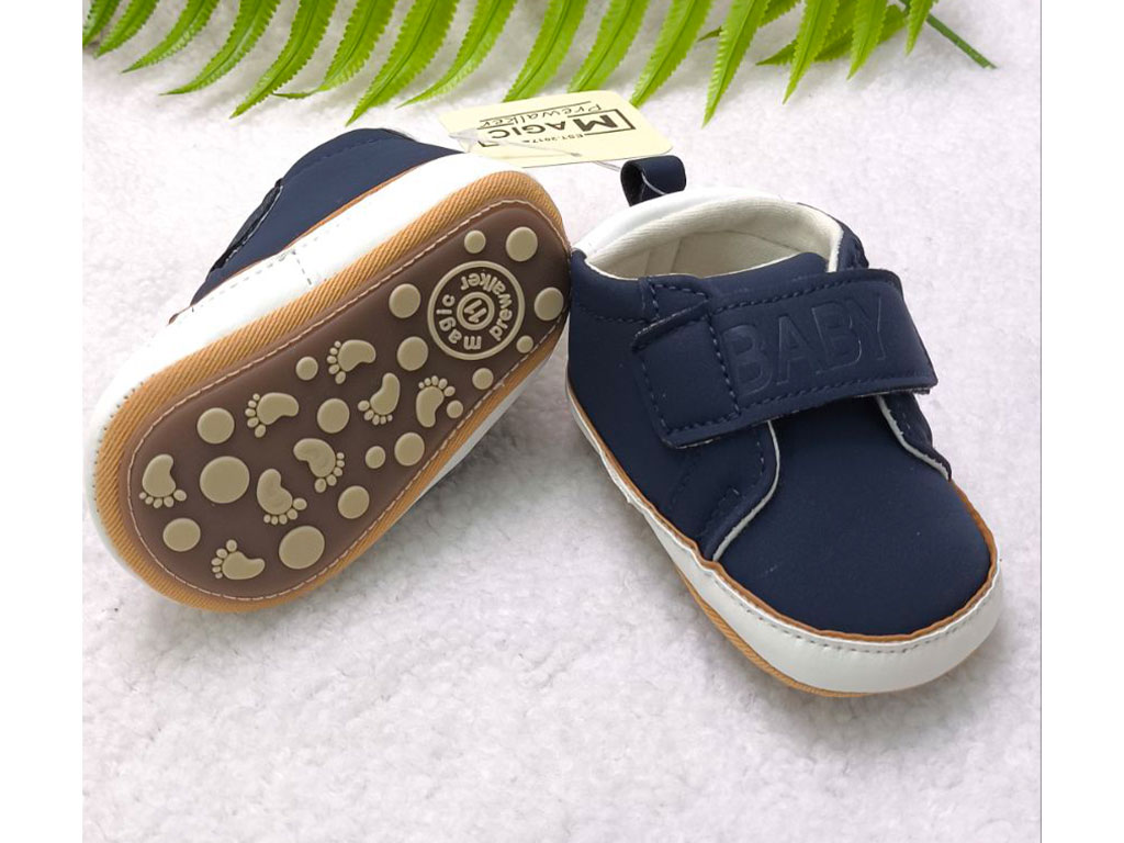 پاپوش استپ دار نوزادی مدل چسبی رنگ سرمه ای BABY