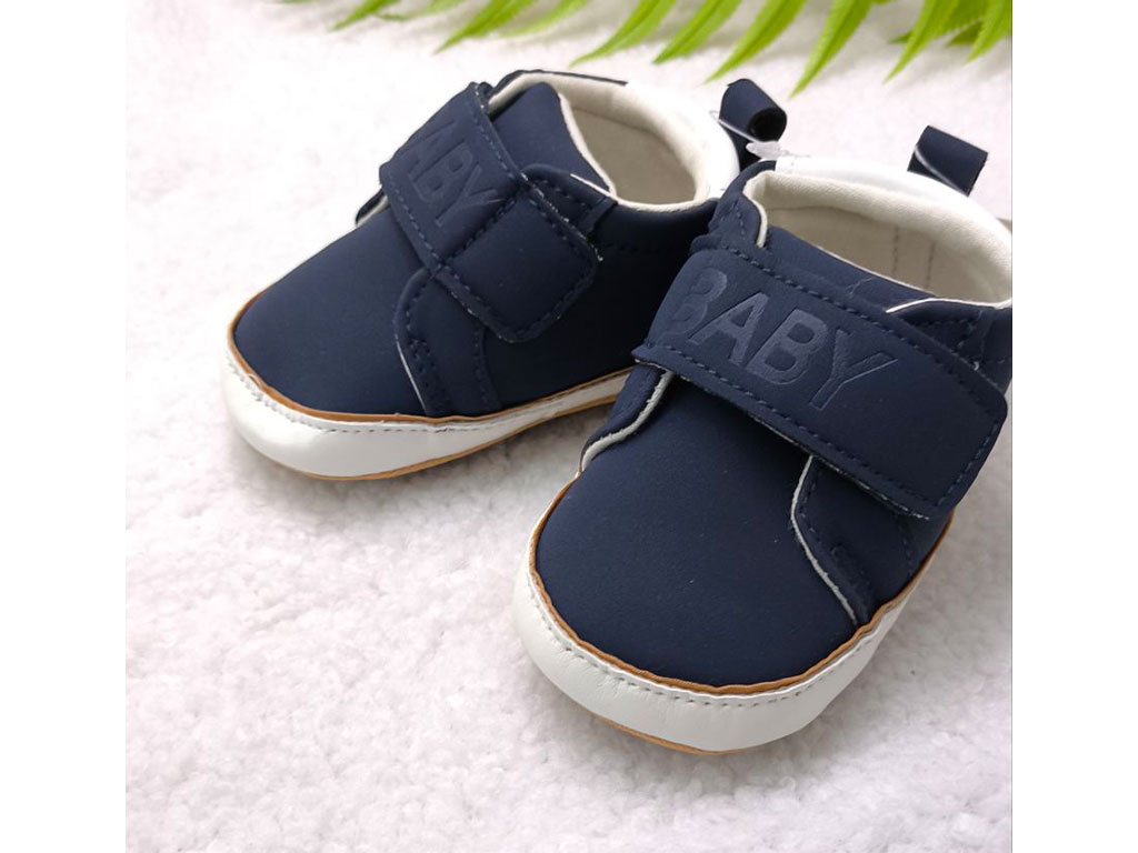 پاپوش استپ دار نوزادی مدل چسبی رنگ سرمه ای BABY