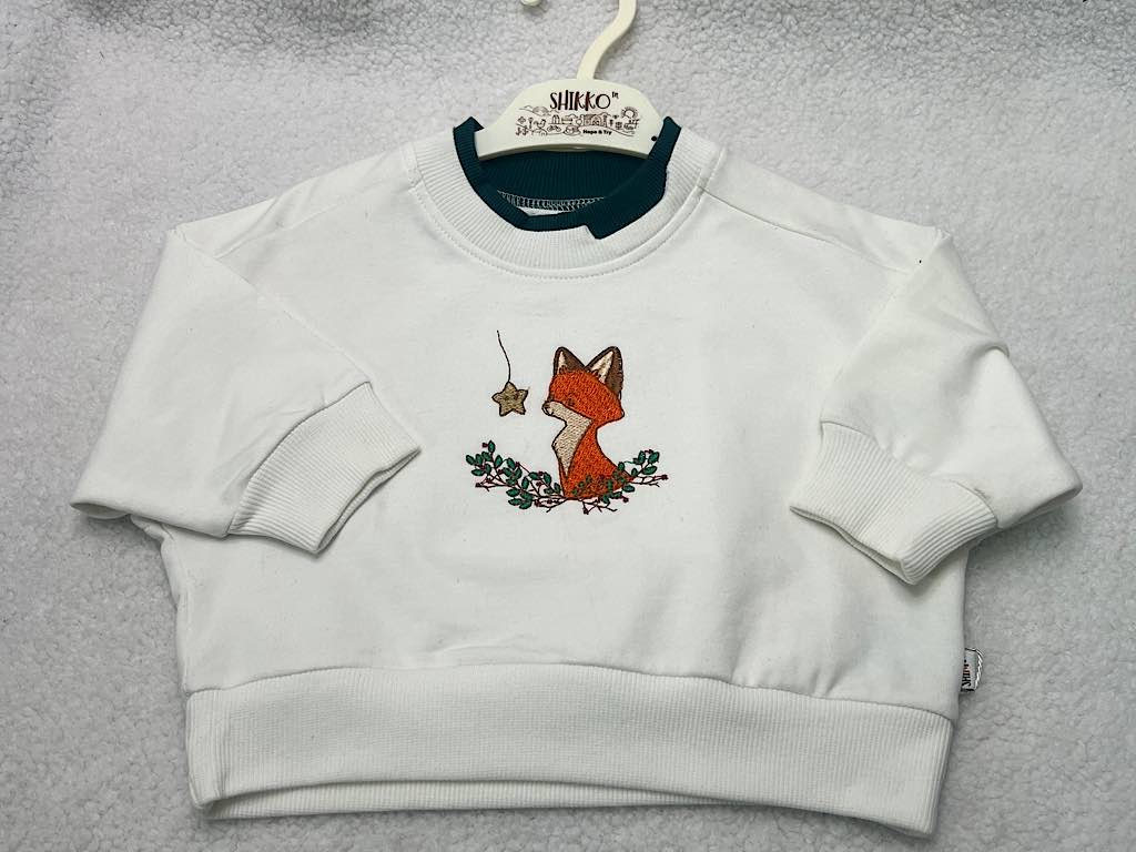 بلوز آستین بلند دورس رنگ سفید طرح روباه