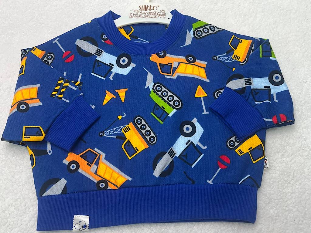 بلوز آستین بلند دورس پسرانه رنگ آبی طرح ماشین