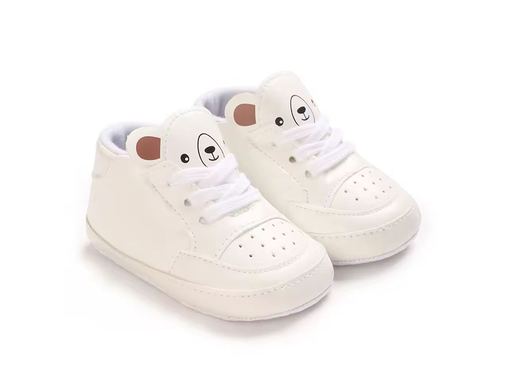 پاپوش استپ دار نوزادی سفید رنگ طرح خرس