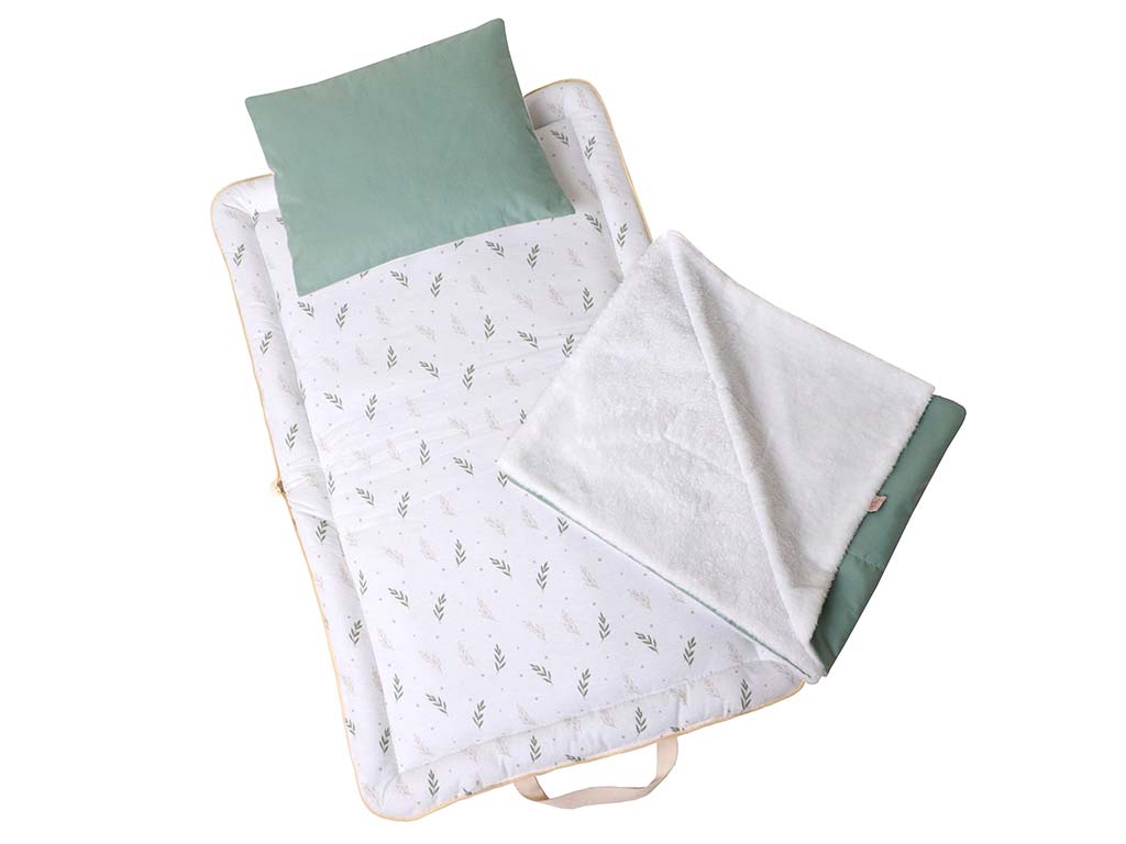 سرویس خواب دم دستی مسافرتی نوزادی مجموعه 3 عددی تشک، لحاف و بالشت با بسته بندی کیفی طرح صلح سبز الا ELA