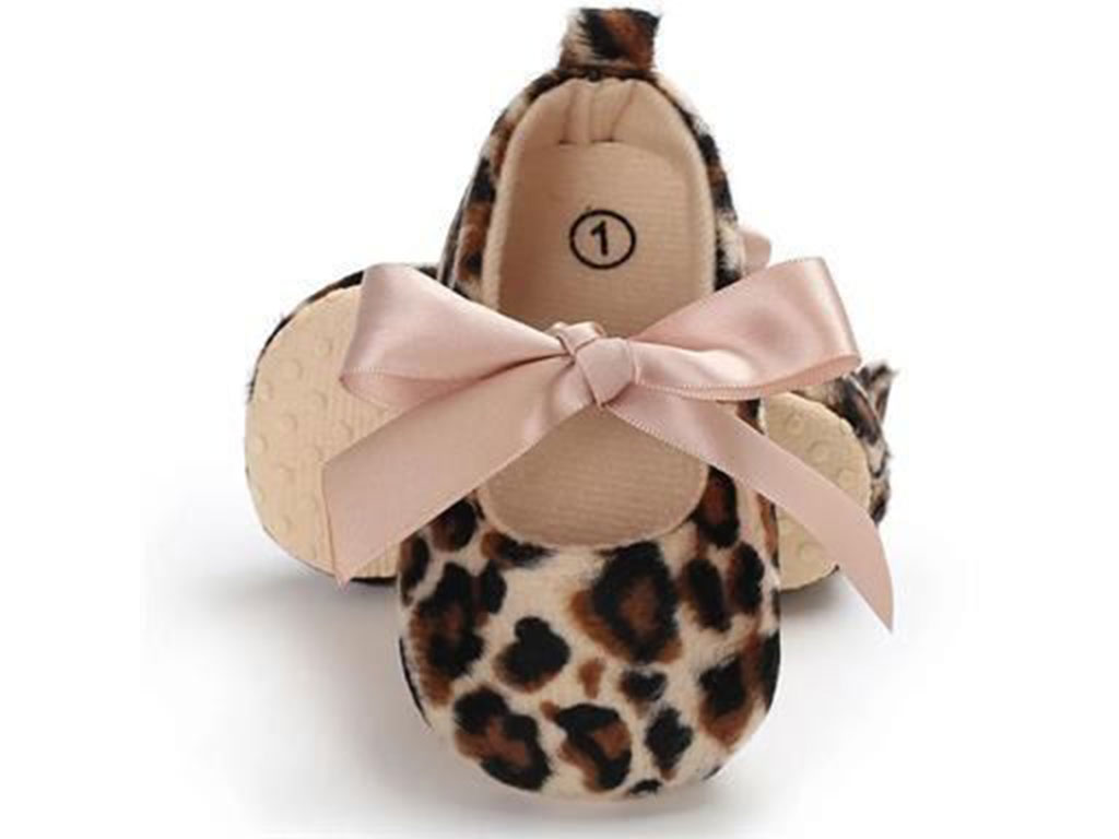 پاپوش استپ پلنگی نوزادی دخترانه طرح پاپیون