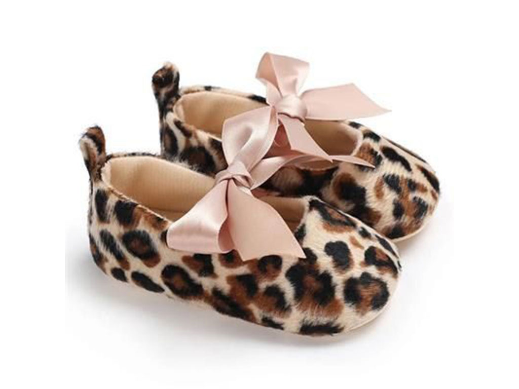 پاپوش استپ پلنگی نوزادی دخترانه طرح پاپیون