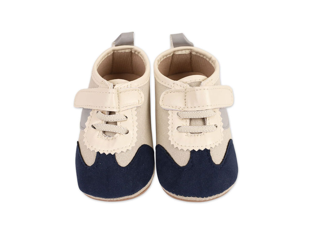 پاپوش استپ دار نوزادی رنگ کرم سرمه ای