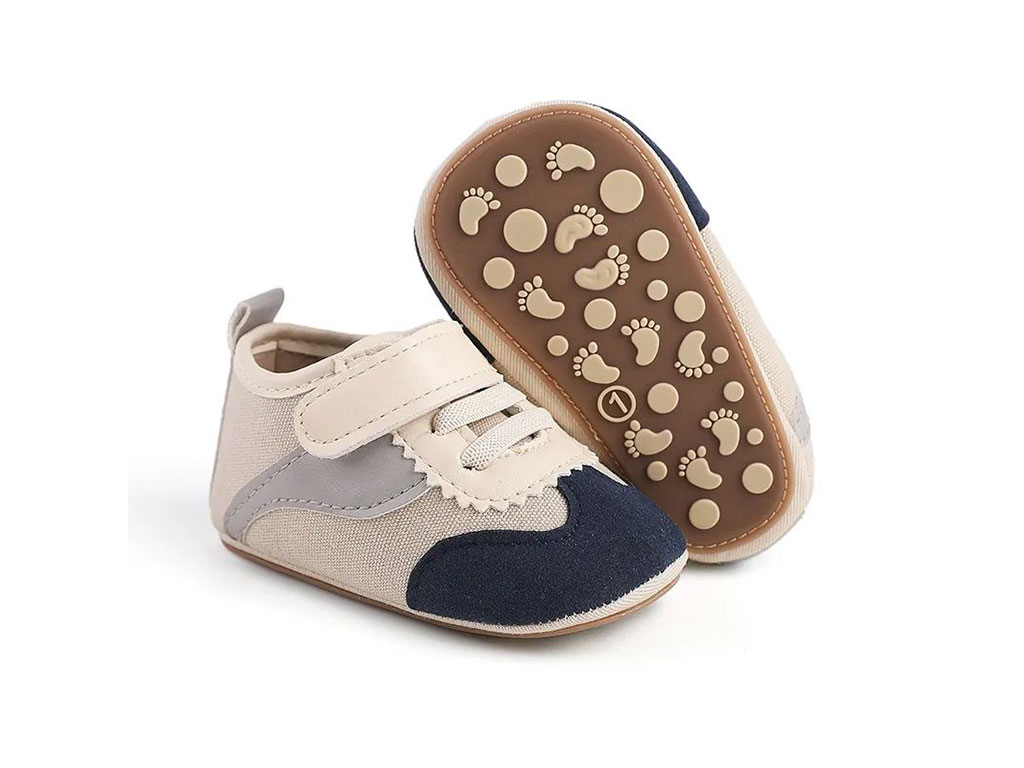 پاپوش استپ دار نوزادی رنگ کرم سرمه ای