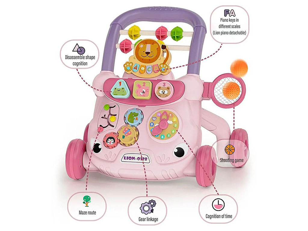 واکر موزیکال و چراغ دار طرح شیر و حیوانات اسباب بازی