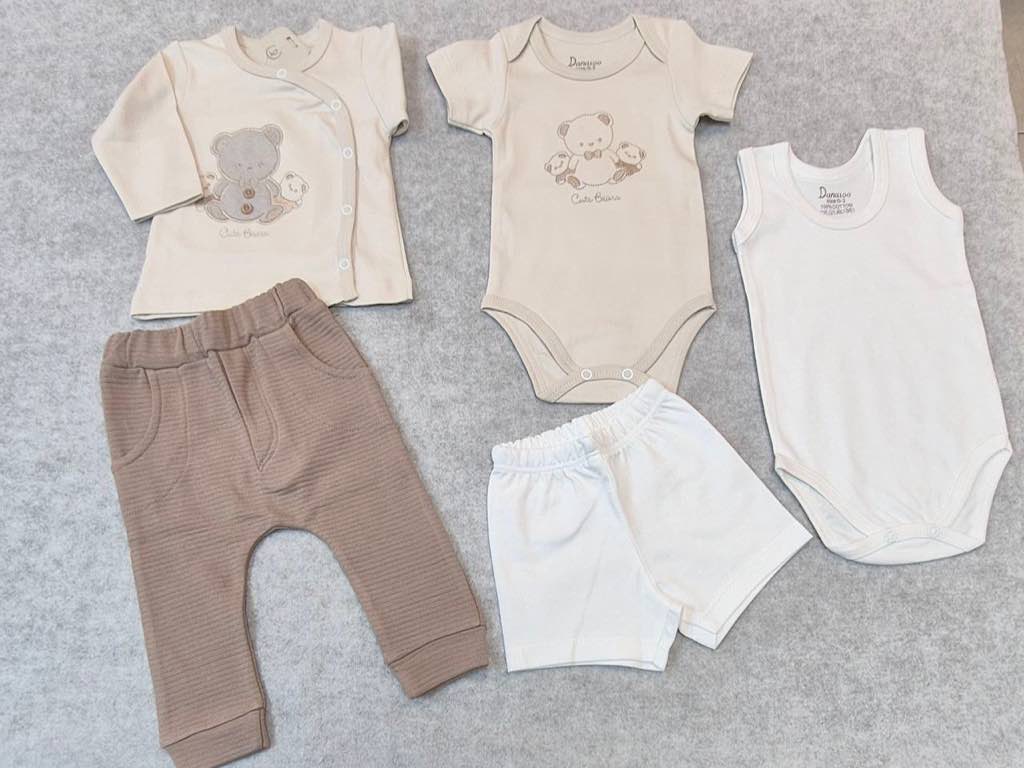 ست 5 تکه نوزادی دخترانه طرح خرس قهوه ای دانالو Danaloo