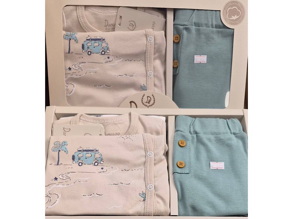 ست بیمارستانی نوزادی پسرانه 5 تکه طرح هاوایی Danaloo