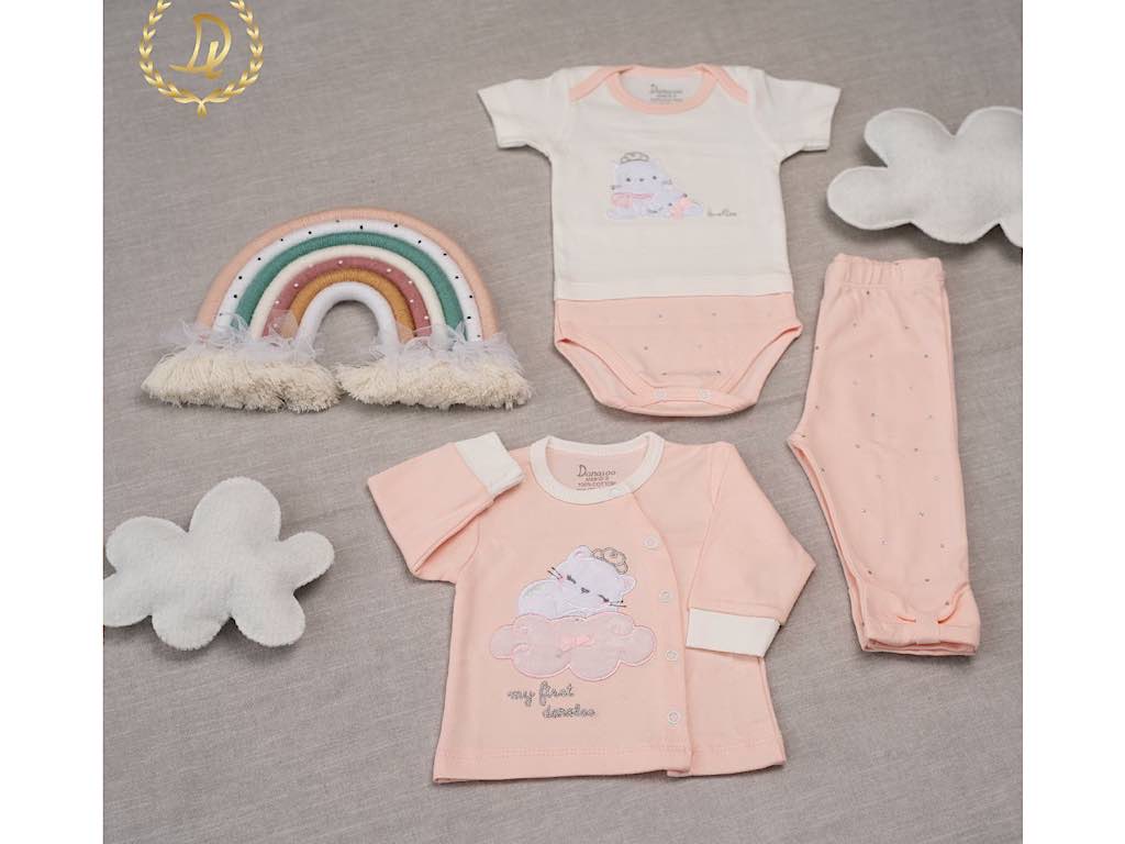 ست بیمارستانی 13 تکه نوزادی طرح گربه و تاج دانالو Danaloo