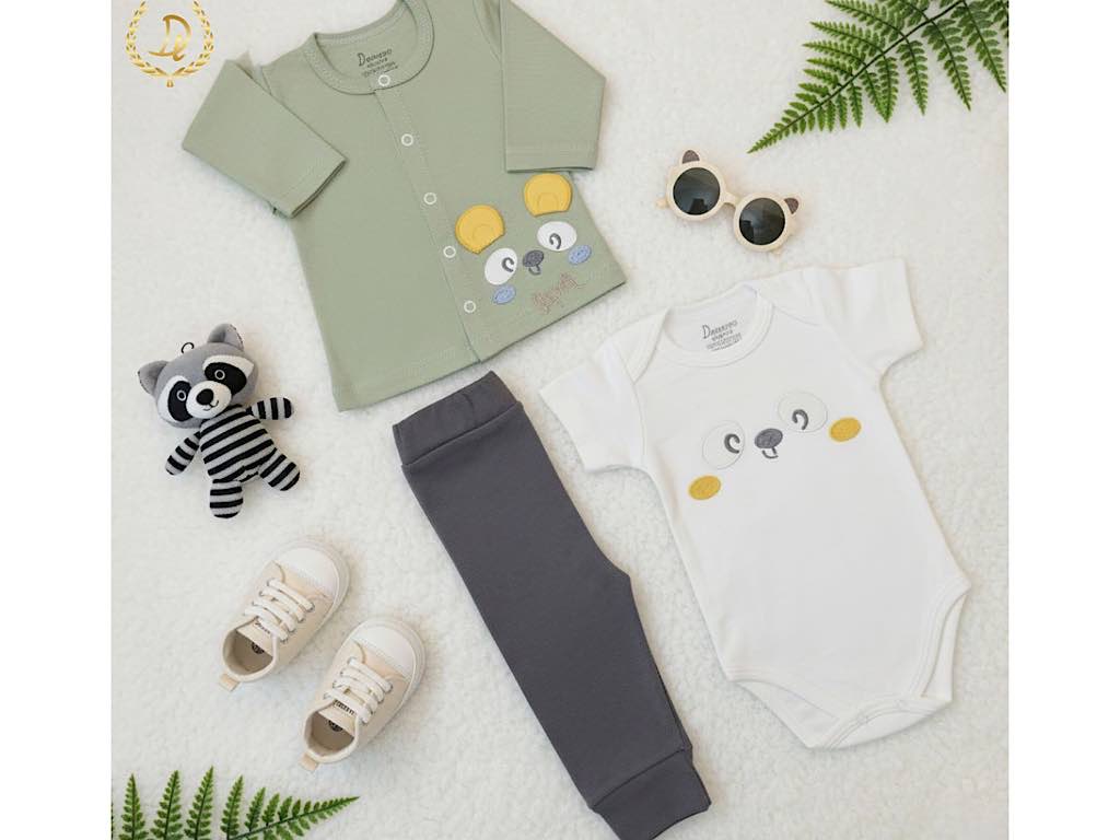 ست 3 تکه بیمارستانی نوزادی با طرح  راکون دانالو Danaloo