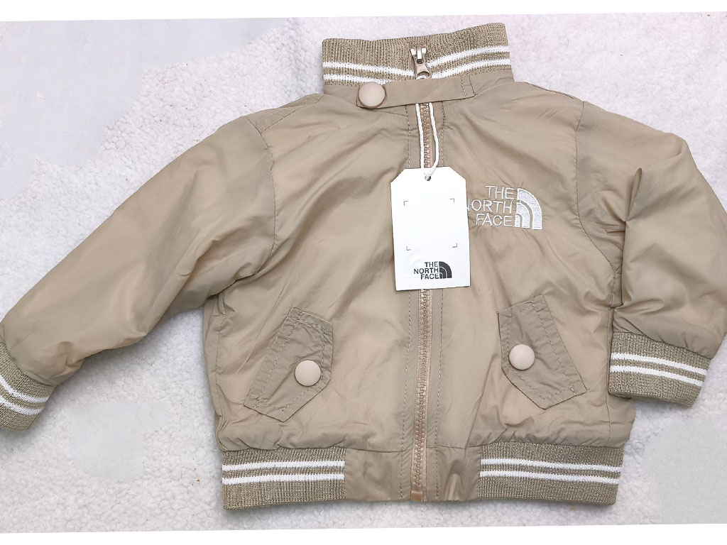 کاپشن شمعی پسرانه یقه 5 سانتی کش بافت رنگ خاکی