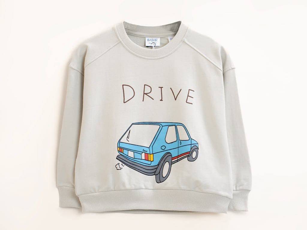 بلوز آستین بلند دورس رنگ طوسی طرح ماشین بشیر Bashir