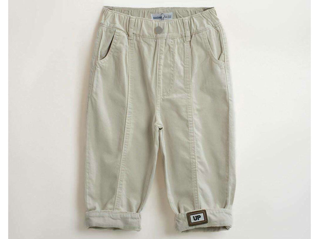شلوار کتان کمرکش نوزادی رنگ کرم روشن بشیر Bashir