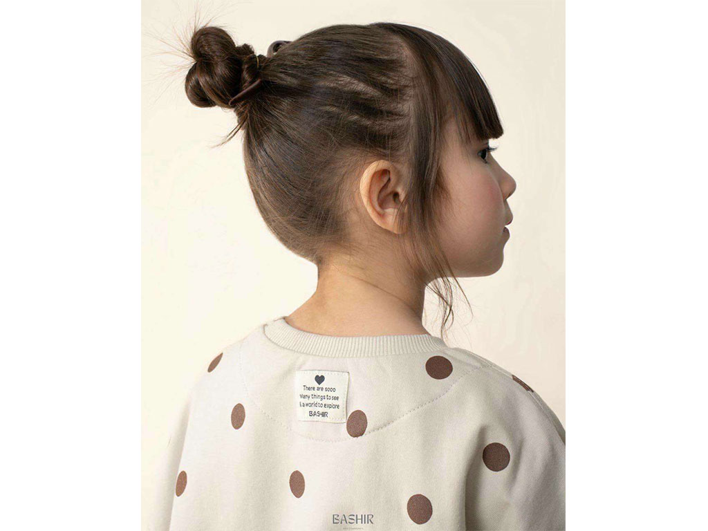 بلوز آستین بلند دورس رنگ خاکی طرح خال خال بشیر Bashir