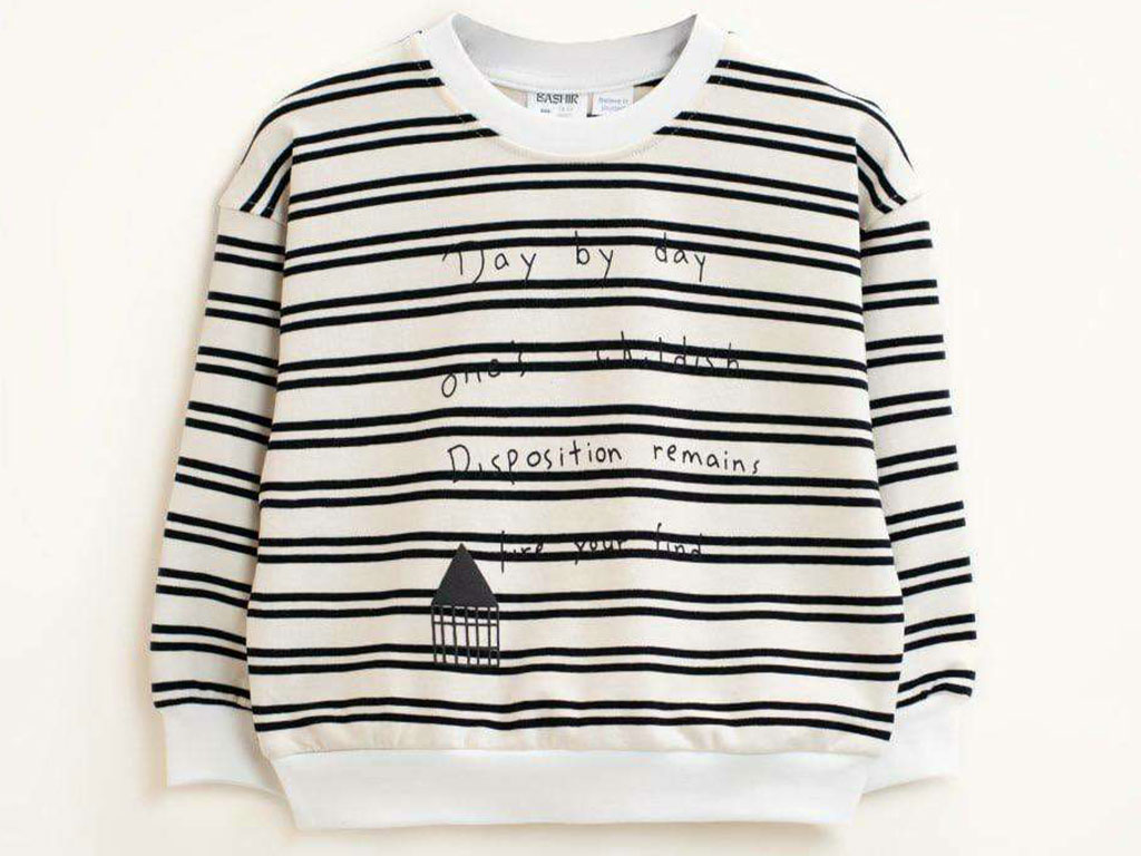 بلوز آستین بلند دورس راه راه رنگ مشکی بشیر Bashir