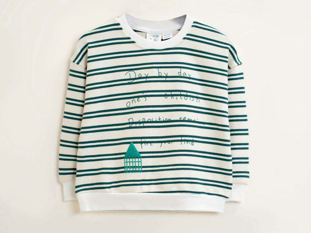 بلوز آستین بلند دورس راه راه رنگ سبز بشیر Bashir